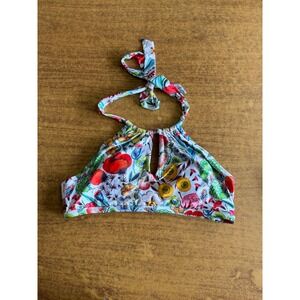 Maaji Anthropologie Floral High Neck Halter Bikini Top Keyhole Multi Medium